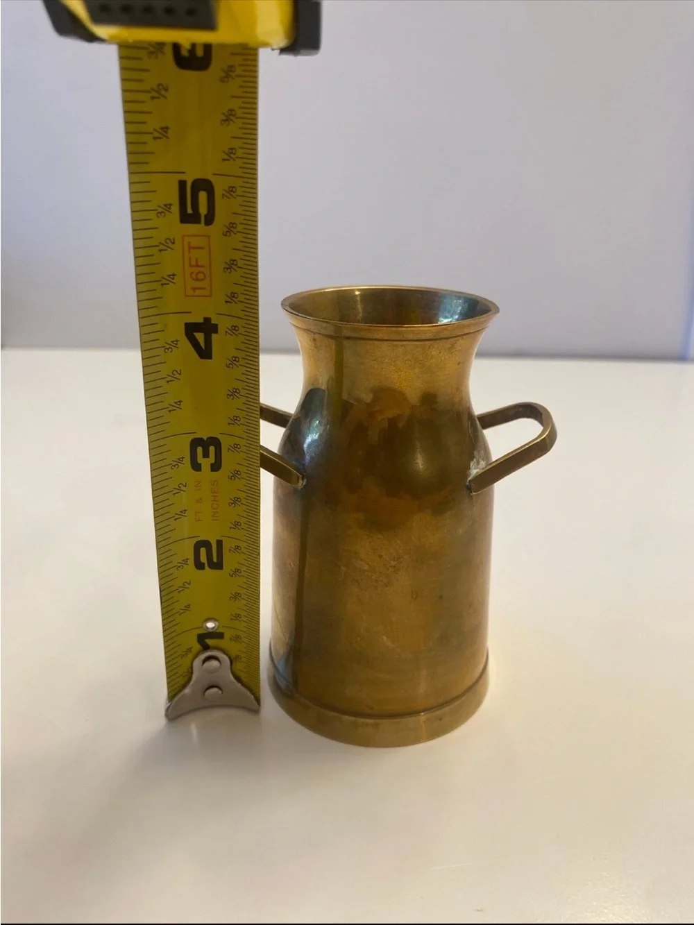 Vintage Solid Brass Mini Milk Can Vase – 4.5”